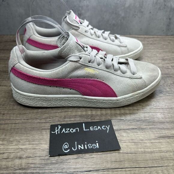 Puma~Women's~Suede Gray/Pink Classic Comfort Shoes Sneakers~Size 9 - Picture 2 of 8